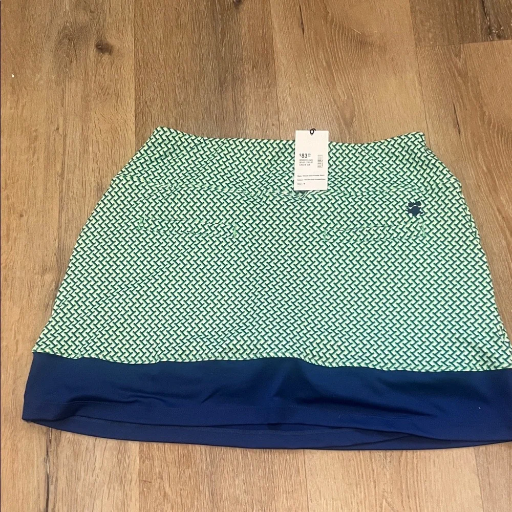 NWT Birdies & Bows Green and Navy Woven Grid Tennis Printed Women's Skort Small